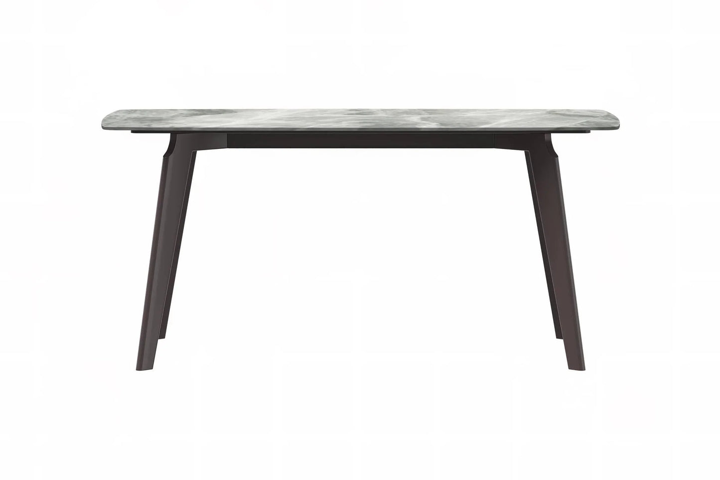 Krevor Modern Dining Table with Rectangular Stone/Glass Wide Tabletop with Black Steel Legs - Elax Furniture