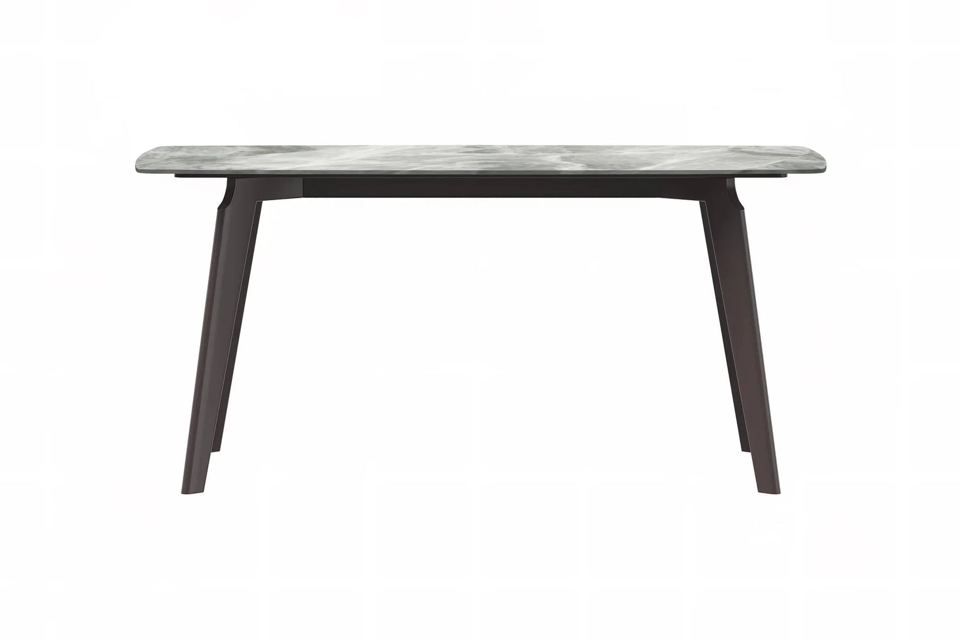 Krevor Modern Dining Table with Rectangular Stone/Glass Wide Tabletop with Black Steel Legs - Elax Furniture