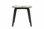 Krevor Modern Dining Table with Rectangular Stone/Glass Wide Tabletop with Black Steel Legs - Elax Furniture