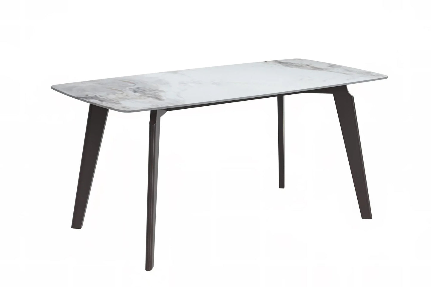 Krevor Modern Dining Table with Rectangular Stone/Glass Wide Tabletop with Black Steel Legs - Elax Furniture