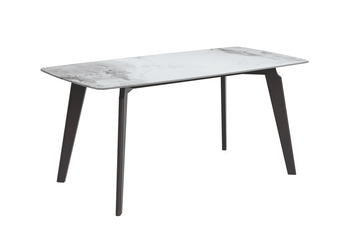 Krevor Modern Dining Table with Rectangular Stone/Glass Wide Tabletop with Black Steel Legs - Elax Furniture