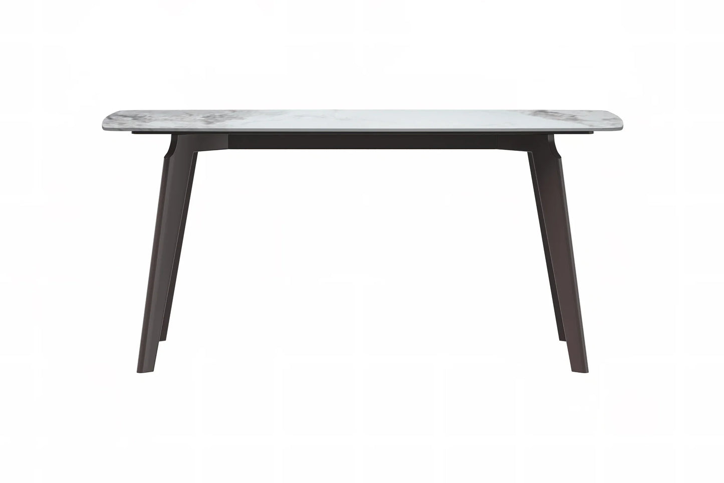 Krevor Modern Dining Table with Rectangular Stone/Glass Wide Tabletop with Black Steel Legs - Elax Furniture