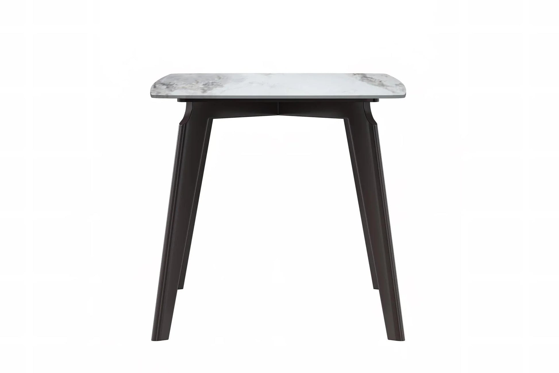 Krevor Modern Dining Table with Rectangular Stone/Glass Wide Tabletop with Black Steel Legs - Elax Furniture