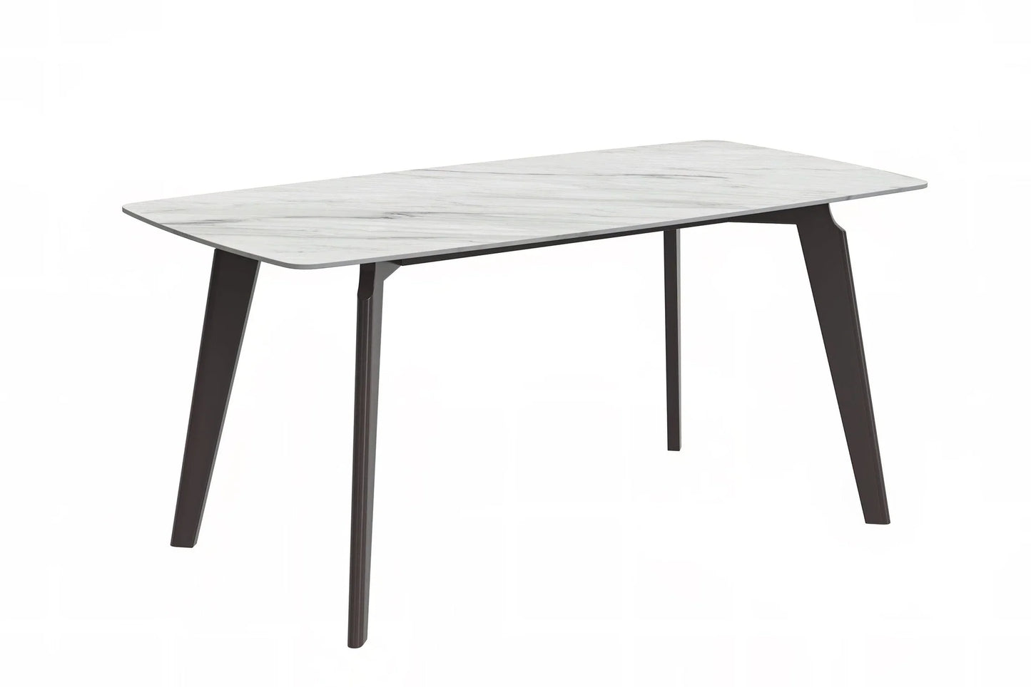 Krevor Modern Dining Table with Rectangular Stone/Glass Wide Tabletop with Black Steel Legs - Elax Furniture
