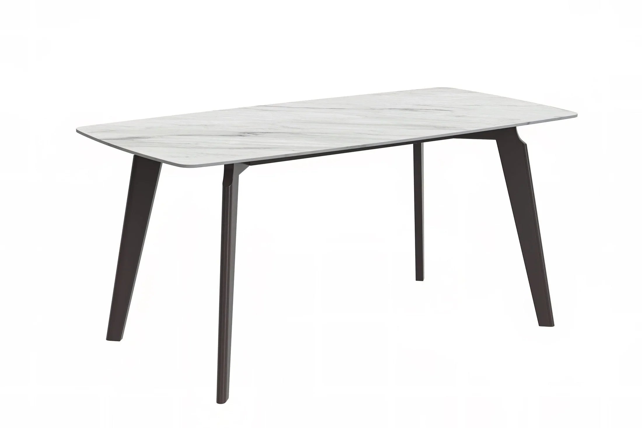 Krevor Modern Dining Table with Rectangular Stone/Glass Wide Tabletop with Black Steel Legs - Elax Furniture