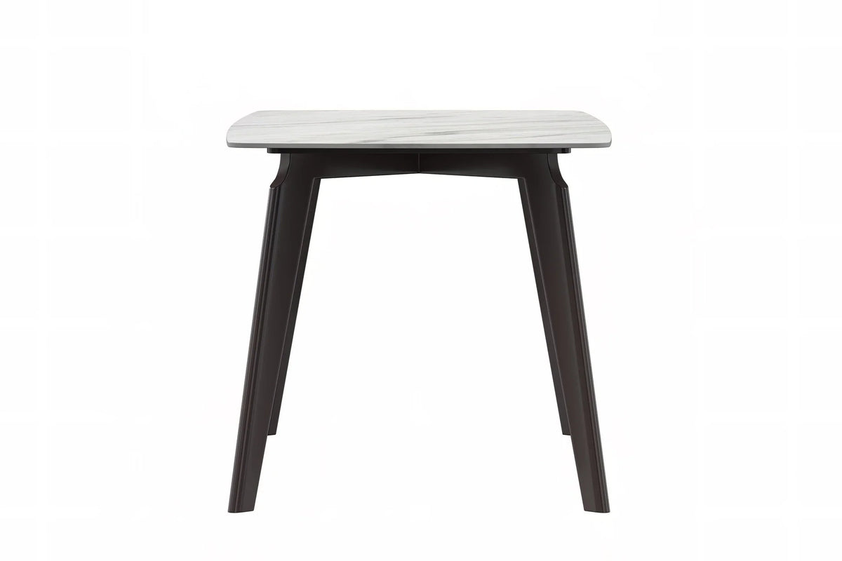 Krevor Modern Dining Table with Rectangular Stone/Glass Wide Tabletop with Black Steel Legs - Elax Furniture