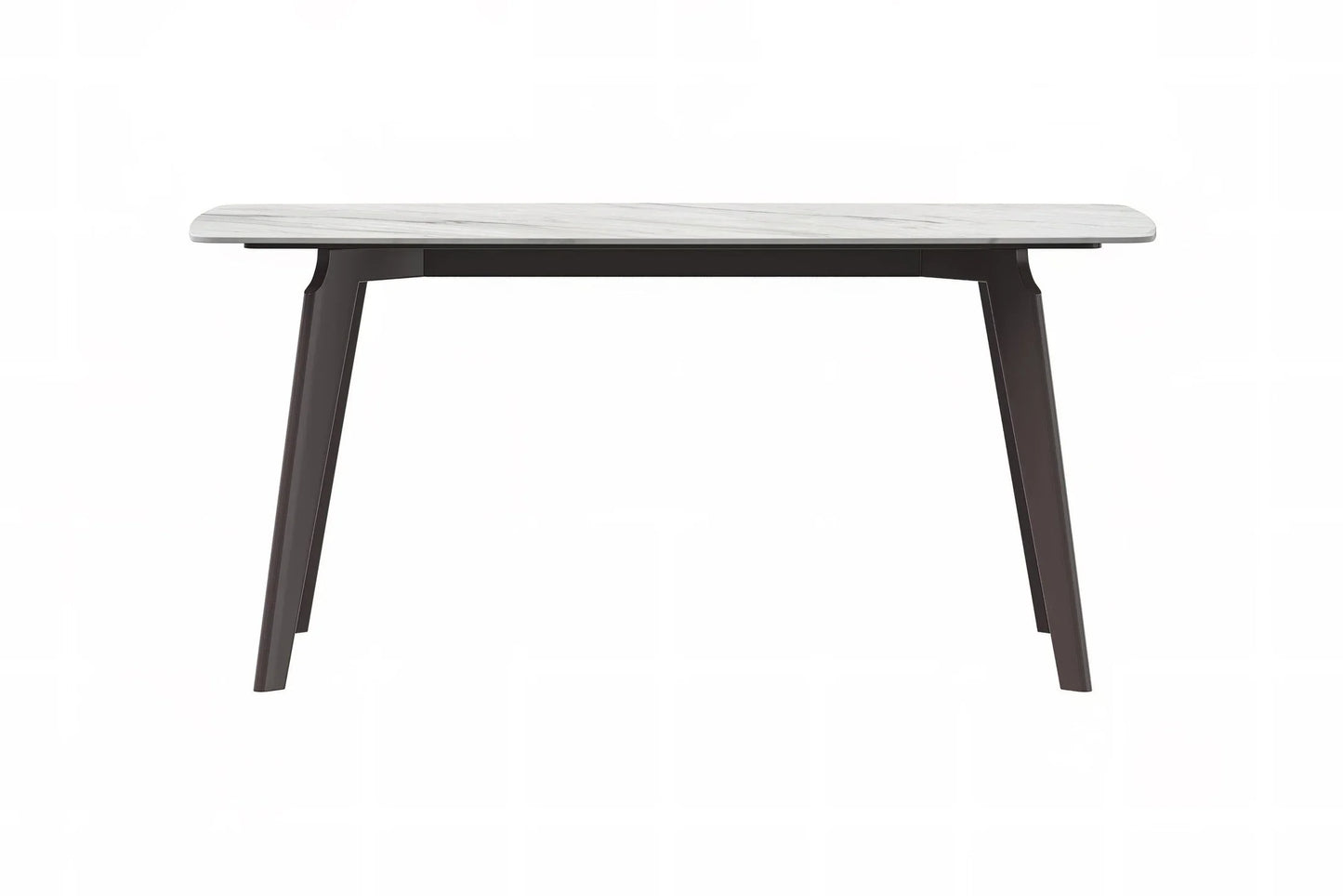 Krevor Modern Dining Table with Rectangular Stone/Glass Wide Tabletop with Black Steel Legs - Elax Furniture