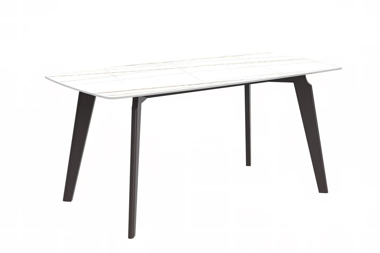 Krevor Modern Dining Table with Rectangular Stone/Glass Wide Tabletop with Black Steel Legs - Elax Furniture