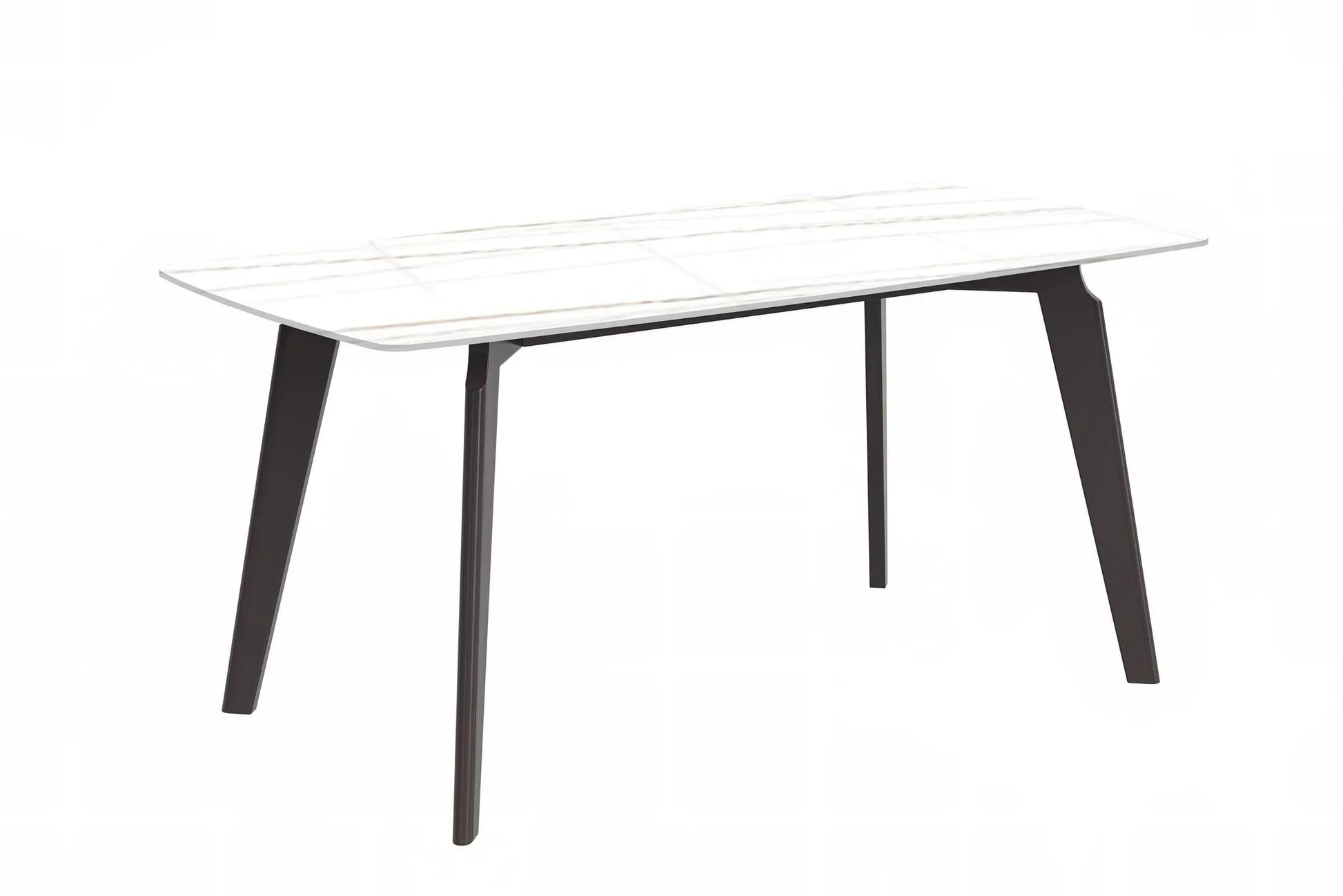 Krevor Modern Dining Table with Rectangular Stone/Glass Wide Tabletop with Black Steel Legs - Elax Furniture
