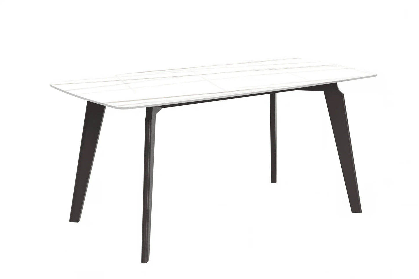 Krevor Modern Dining Table with Rectangular Stone/Glass Wide Tabletop with Black Steel Legs - Elax Furniture
