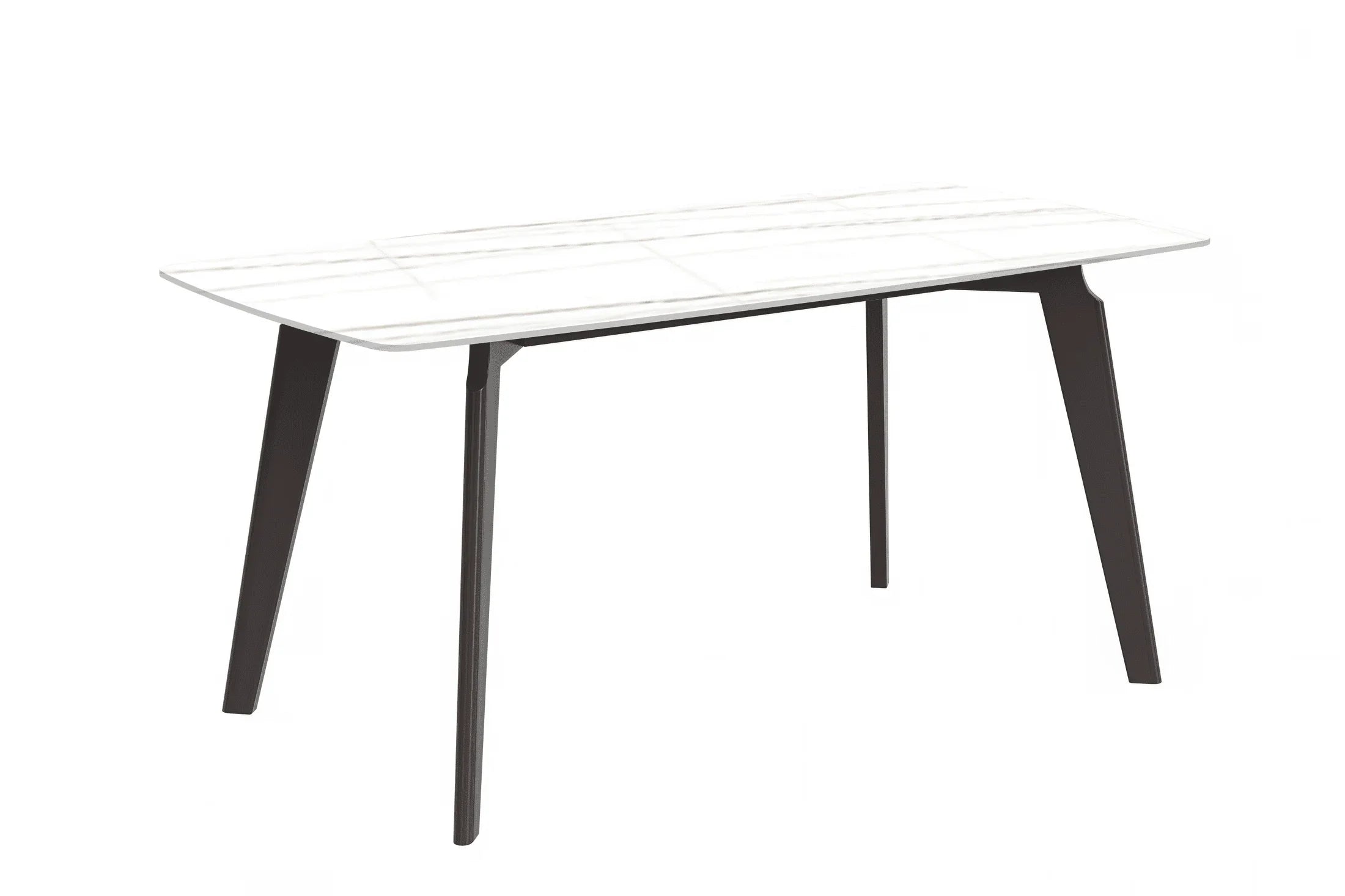 Krevor Modern Dining Table with Rectangular Stone/Glass Wide Tabletop with Black Steel Legs - Elax Furniture
