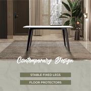 Krevor Modern Dining Table with Rectangular Stone/Glass Wide Tabletop with Black Steel Legs - Elax Furniture