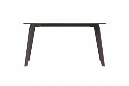 Krevor Modern Dining Table with Rectangular Stone/Glass Wide Tabletop with Black Steel Legs - Elax Furniture