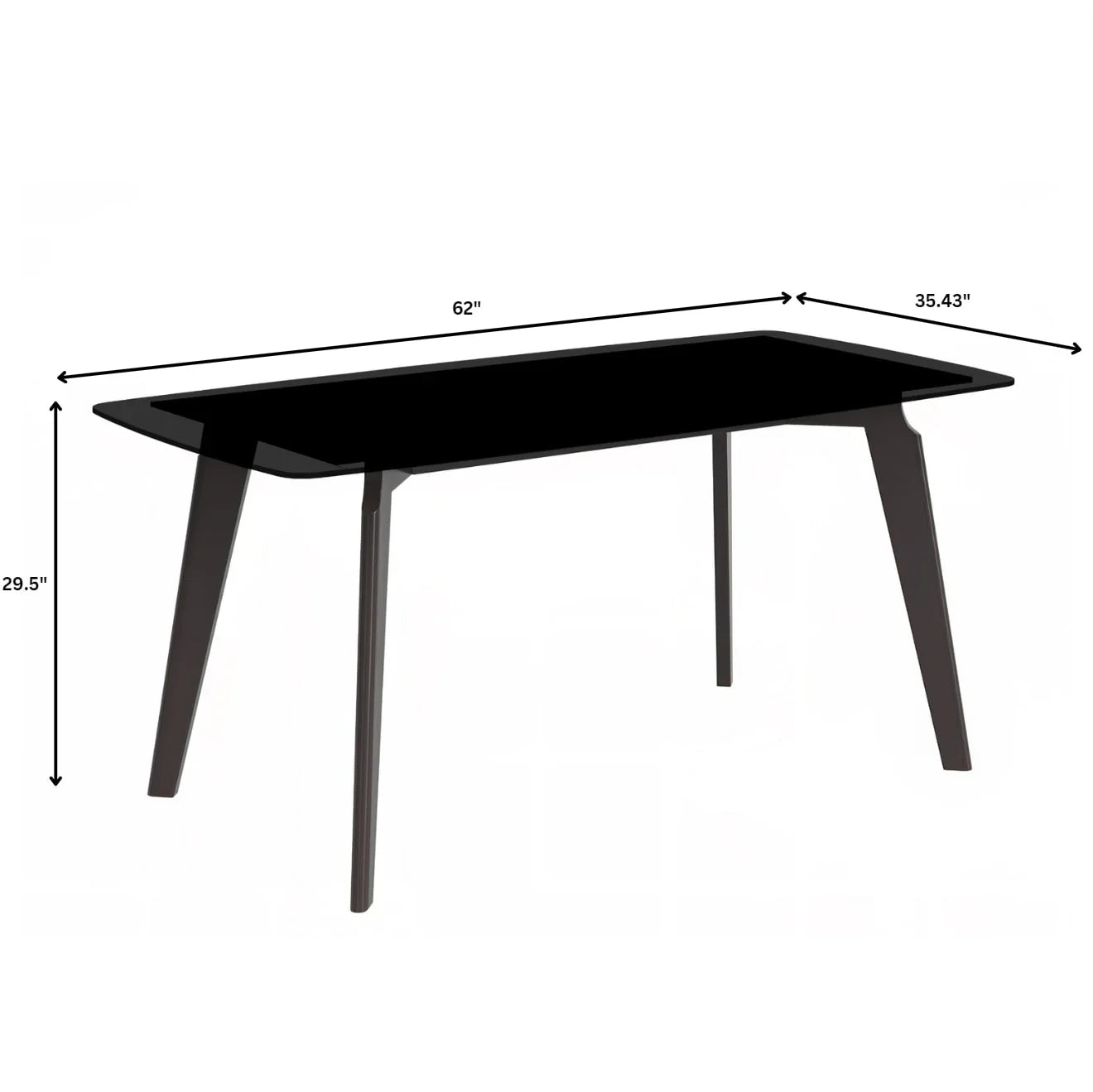 Krevor Modern Dining Table with Rectangular Stone/Glass Wide Tabletop with Black Steel Legs - Elax Furniture