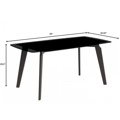 Krevor Modern Dining Table with Rectangular Stone/Glass Wide Tabletop with Black Steel Legs - Elax Furniture