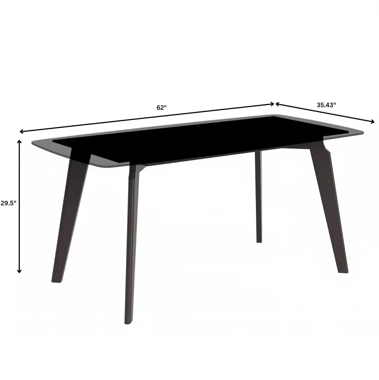 Krevor Modern Dining Table with Rectangular Stone/Glass Wide Tabletop with Black Steel Legs - Elax Furniture