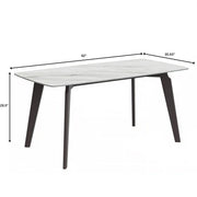 Krevor Modern Dining Table with Rectangular Stone/Glass Wide Tabletop with Black Steel Legs - Elax Furniture