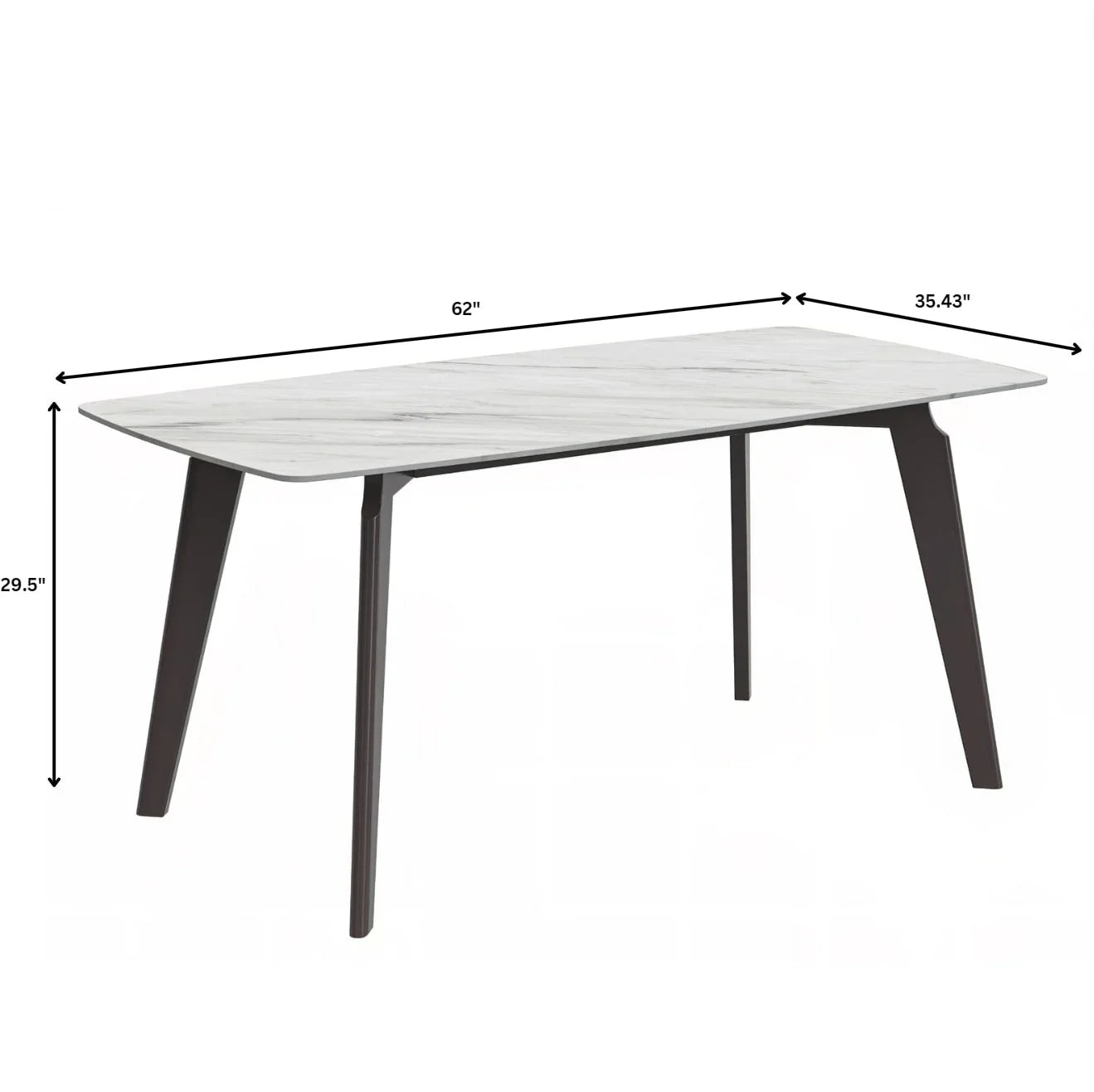 Krevor Modern Dining Table with Rectangular Stone/Glass Wide Tabletop with Black Steel Legs - Elax Furniture