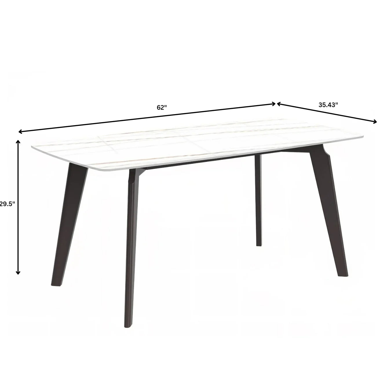 Krevor Modern Dining Table with Rectangular Stone/Glass Wide Tabletop with Black Steel Legs - Elax Furniture