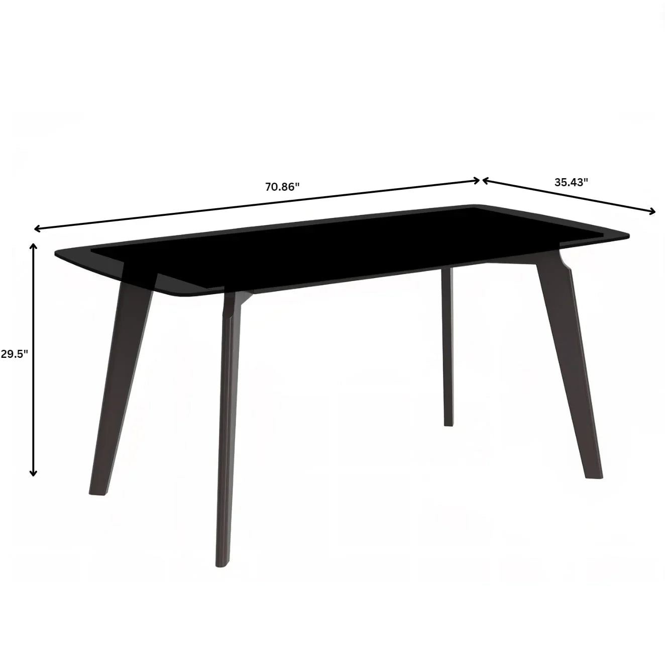 Krevor Modern Dining Table with Rectangular Stone/Glass Wide Tabletop with Black Steel Legs - Elax Furniture