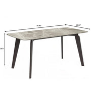 Krevor Modern Dining Table with Rectangular Stone/Glass Wide Tabletop with Black Steel Legs - Elax Furniture