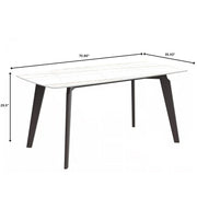 Krevor Modern Dining Table with Rectangular Stone/Glass Wide Tabletop with Black Steel Legs - Elax Furniture
