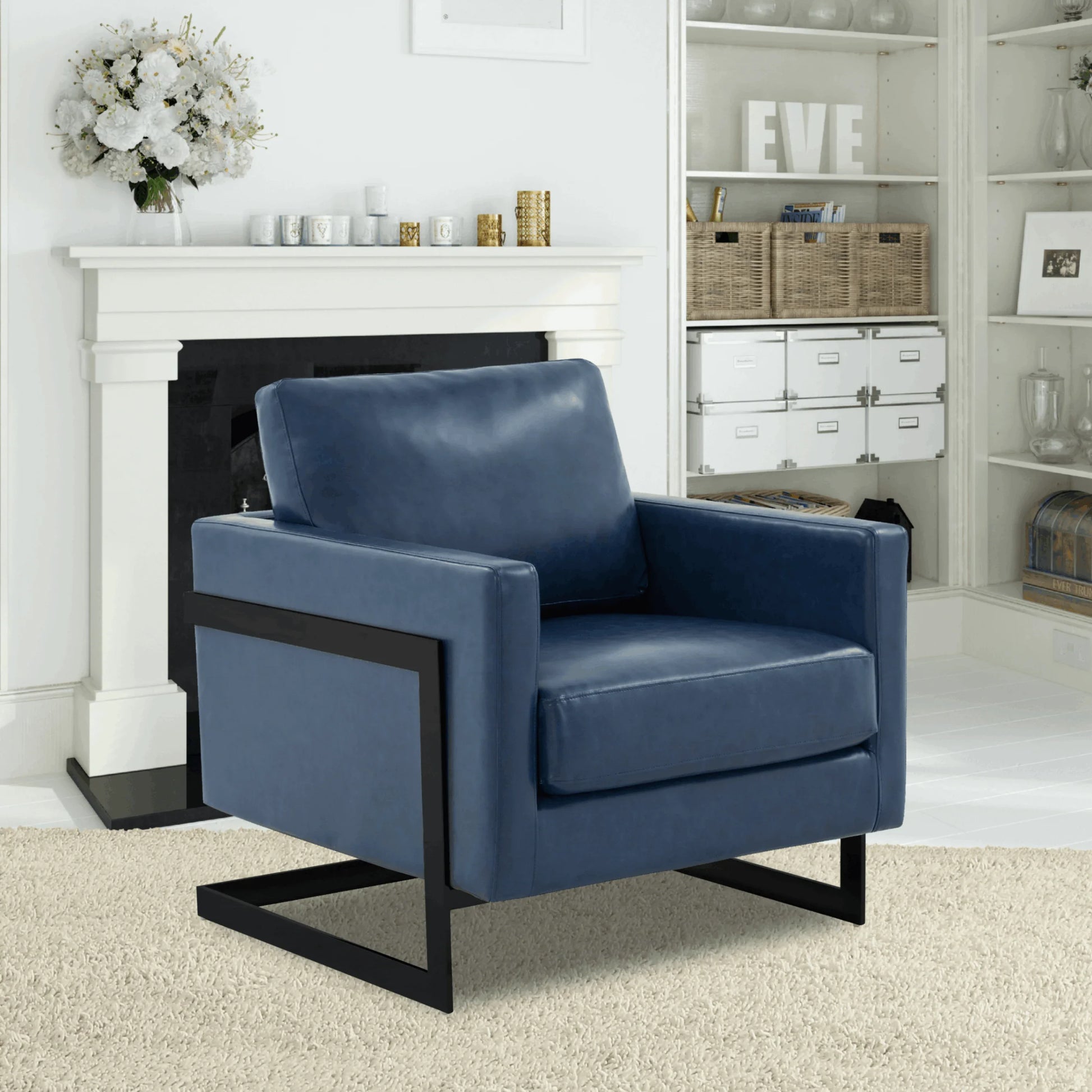 Lincoln Modern Upholstered Accent Armchair With Gold/Black Metal Frame - Elax Furniture