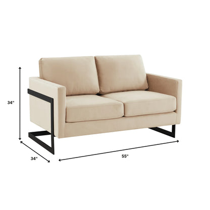 Lincoln Velvet Loveseat Sofa with Black Stainless Steel Frame - Elax Furniture