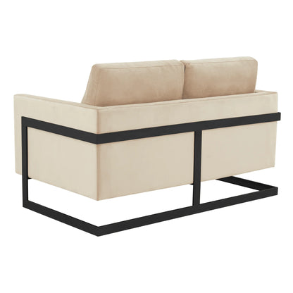 Lincoln Velvet Loveseat Sofa with Black Stainless Steel Frame - Elax Furniture