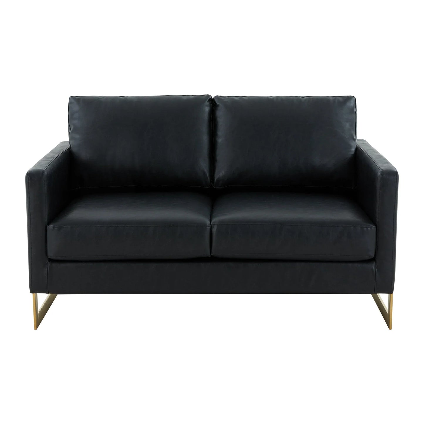 Lincoln Upholstered Velvet/Leather Loveseat With Gold Frame - Elax Furniture