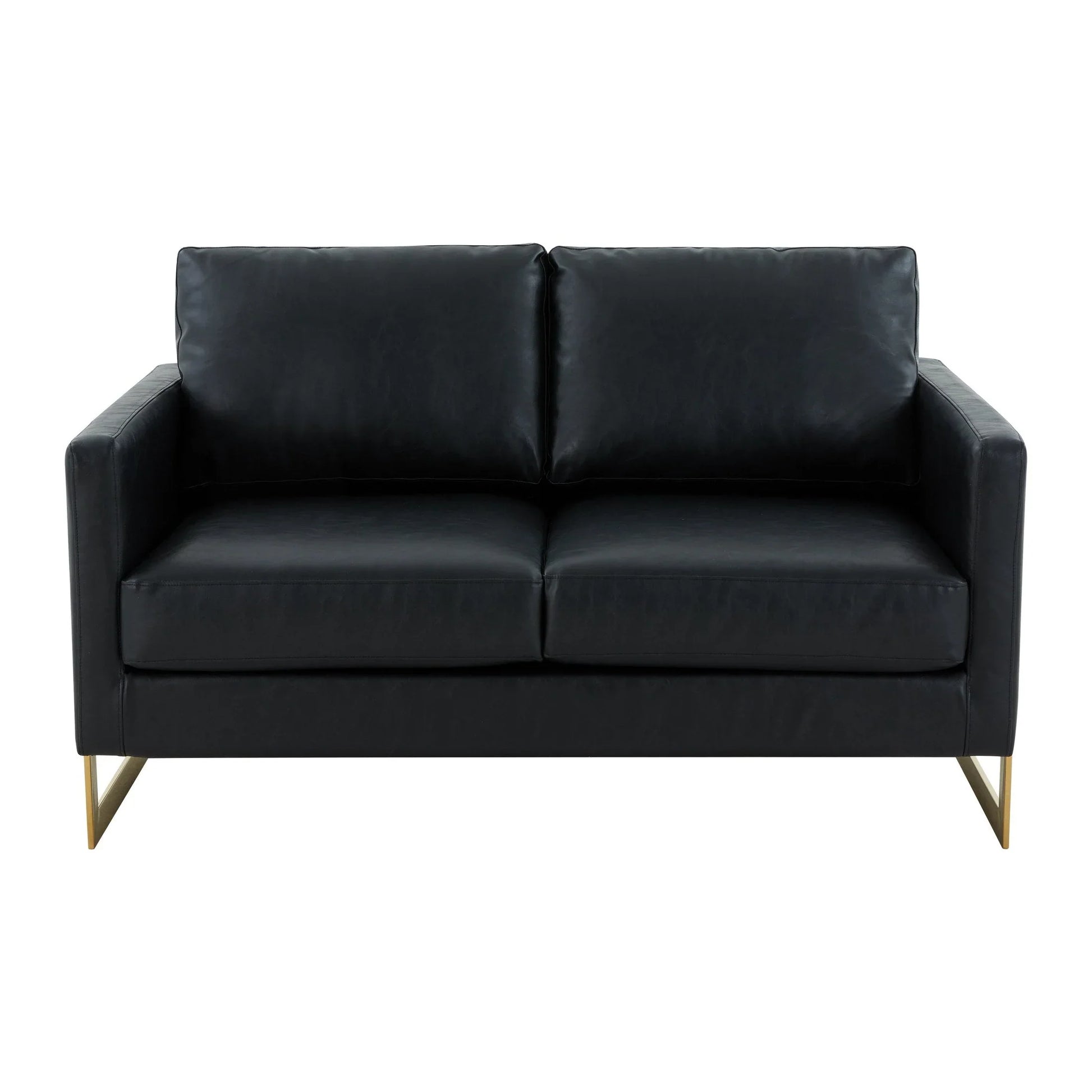 Lincoln Upholstered Velvet/Leather Loveseat With Gold Frame - Elax Furniture