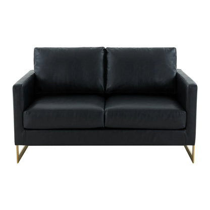 Lincoln Upholstered Velvet/Leather Loveseat With Gold Frame - Elax Furniture