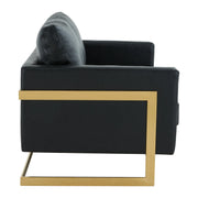 Lincoln Upholstered Velvet/Leather Loveseat With Gold Frame - Elax Furniture