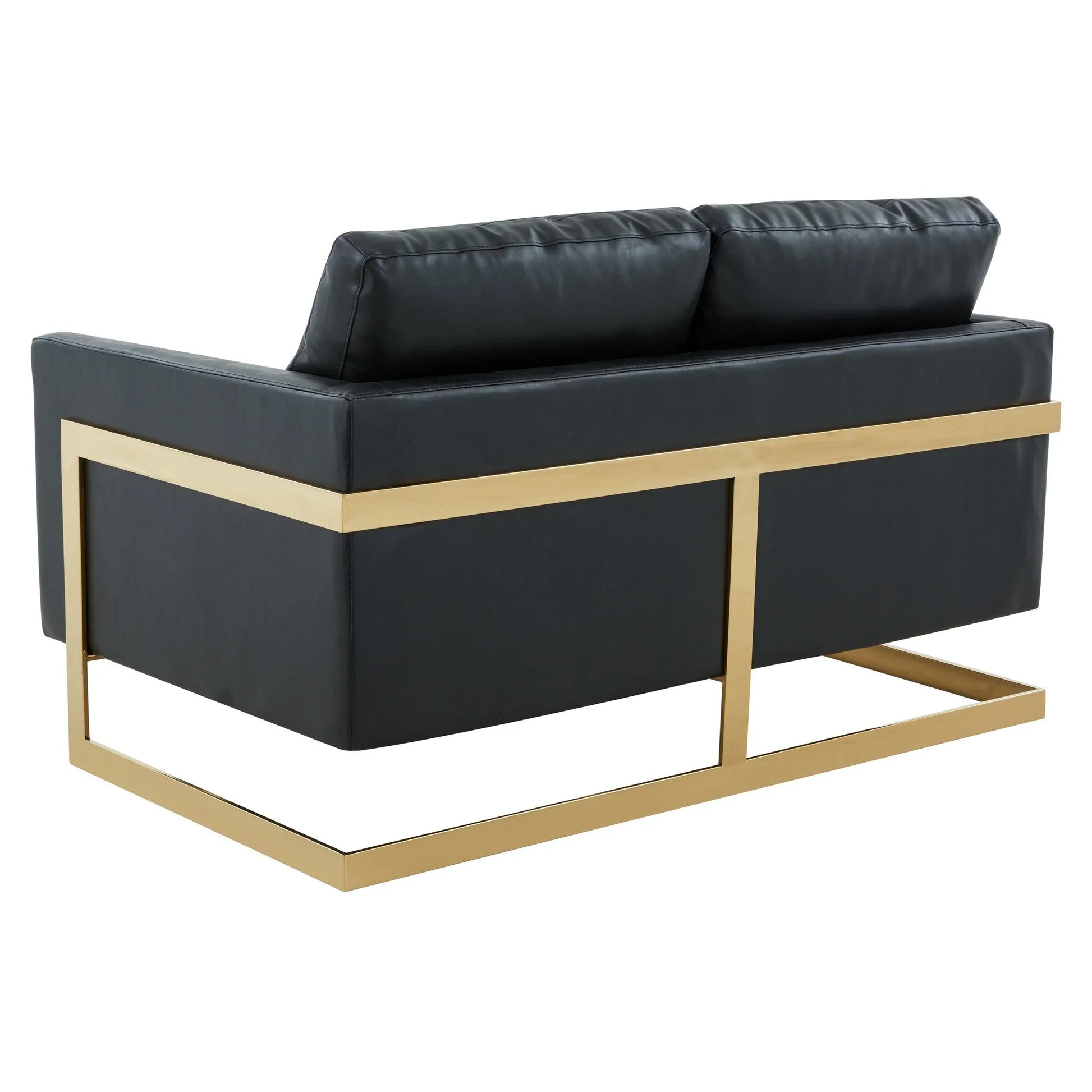 Lincoln Upholstered Velvet/Leather Loveseat With Gold Frame - Elax Furniture