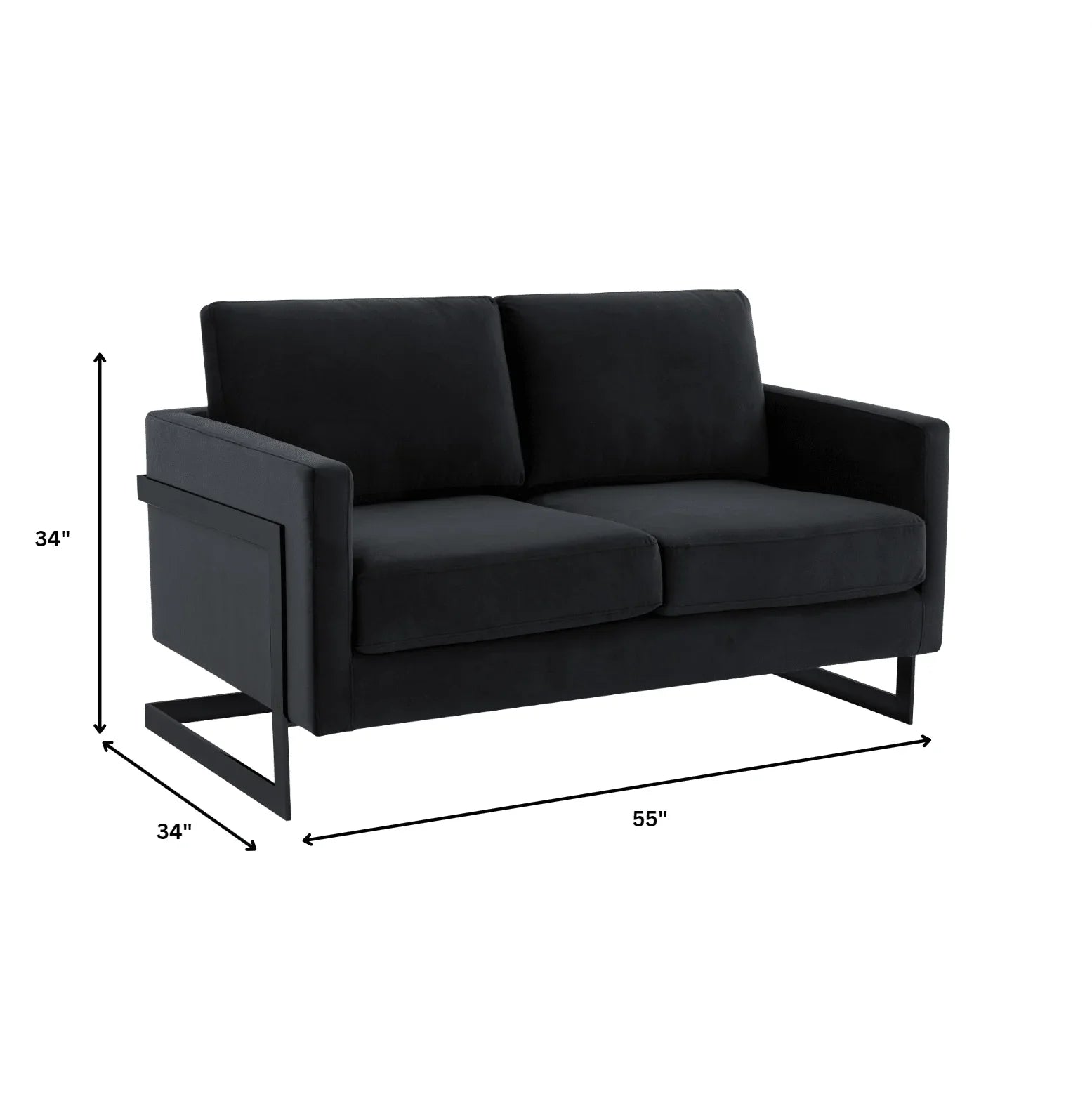 Lincoln Velvet Loveseat Sofa with Black Stainless Steel Frame - Elax Furniture