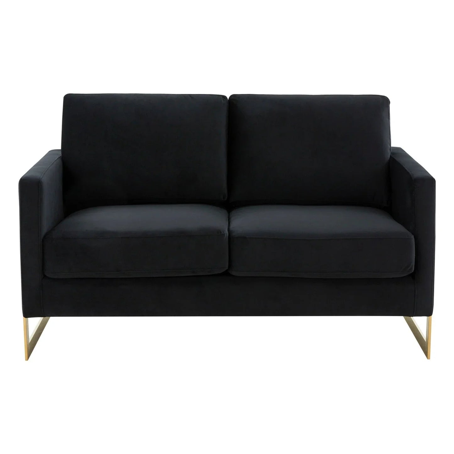 Lincoln Upholstered Velvet/Leather Loveseat With Gold Frame - Elax Furniture