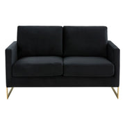 Lincoln Upholstered Velvet/Leather Loveseat With Gold Frame - Elax Furniture