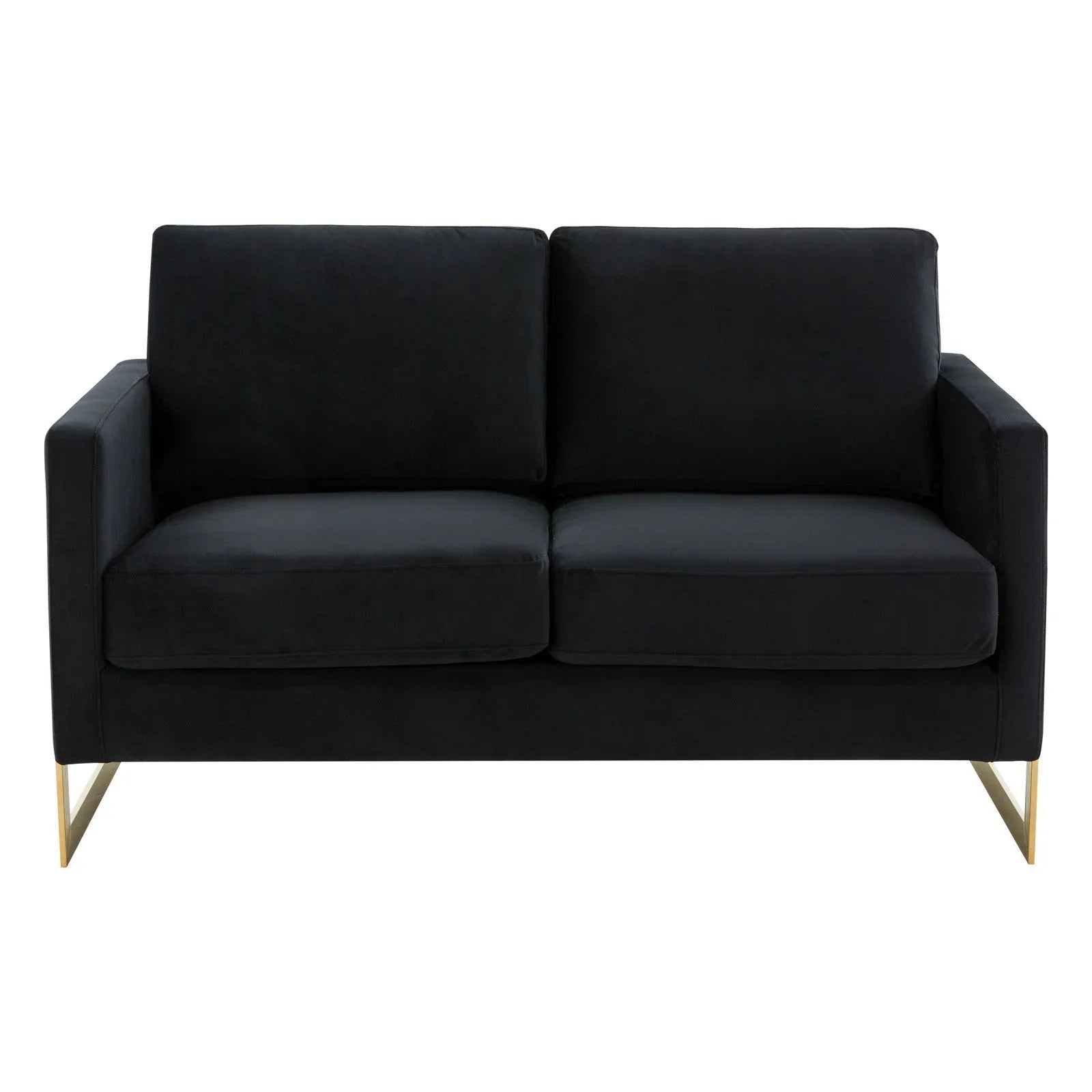 Lincoln Upholstered Velvet/Leather Loveseat With Gold Frame - Elax Furniture