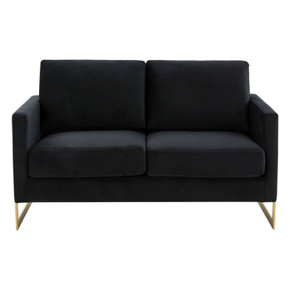 Lincoln Upholstered Velvet/Leather Loveseat With Gold Frame - Elax Furniture