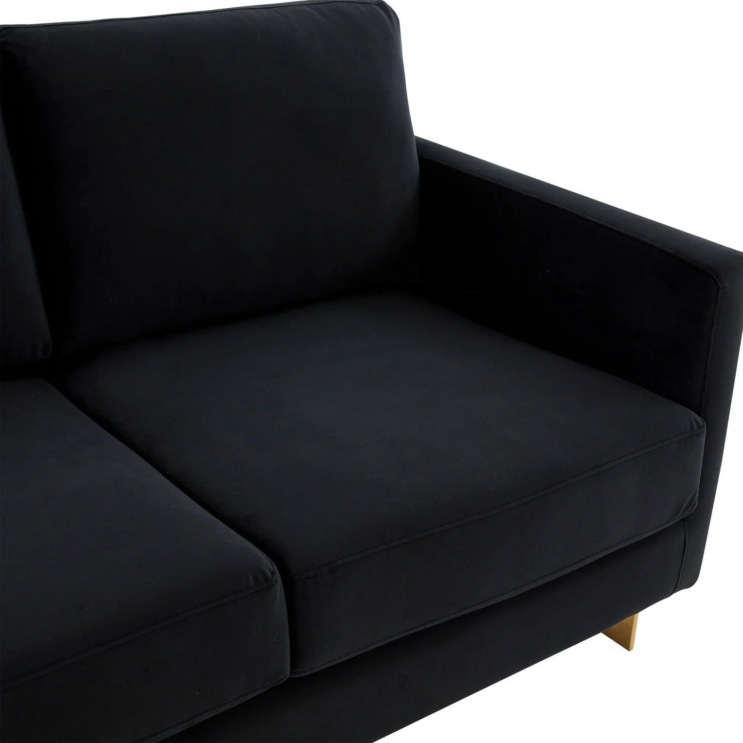 Lincoln Upholstered Velvet/Leather Loveseat With Gold Frame - Elax Furniture