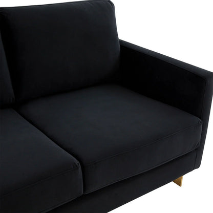 Lincoln Upholstered Velvet/Leather Loveseat With Gold Frame - Elax Furniture