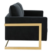 Lincoln Upholstered Velvet/Leather Loveseat With Gold Frame - Elax Furniture