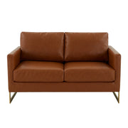Lincoln Upholstered Velvet/Leather Loveseat With Gold Frame - Elax Furniture