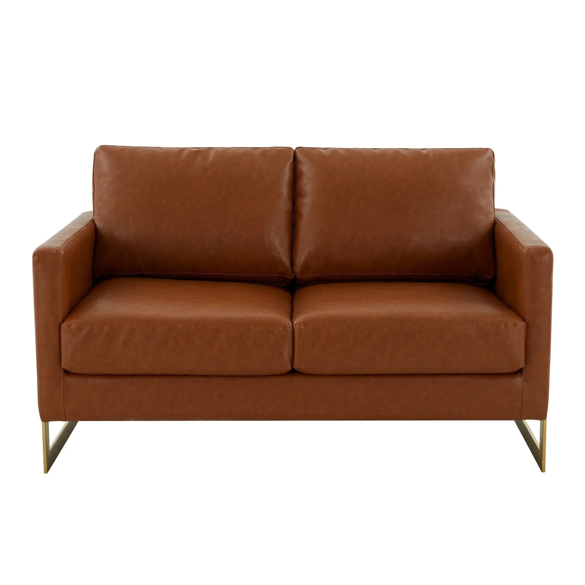Lincoln Upholstered Velvet/Leather Loveseat With Gold Frame - Elax Furniture