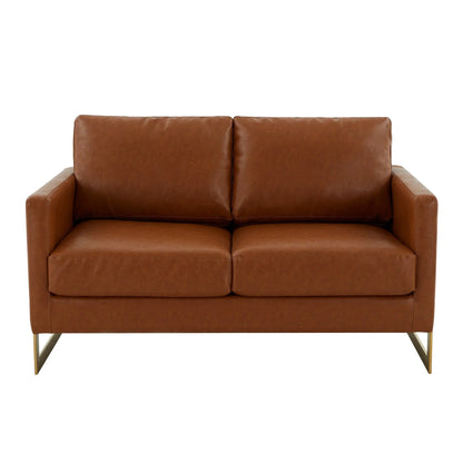 Lincoln Upholstered Velvet/Leather Loveseat With Gold Frame - Elax Furniture