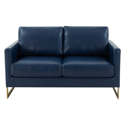 Lincoln Upholstered Velvet/Leather Loveseat With Gold Frame - Elax Furniture