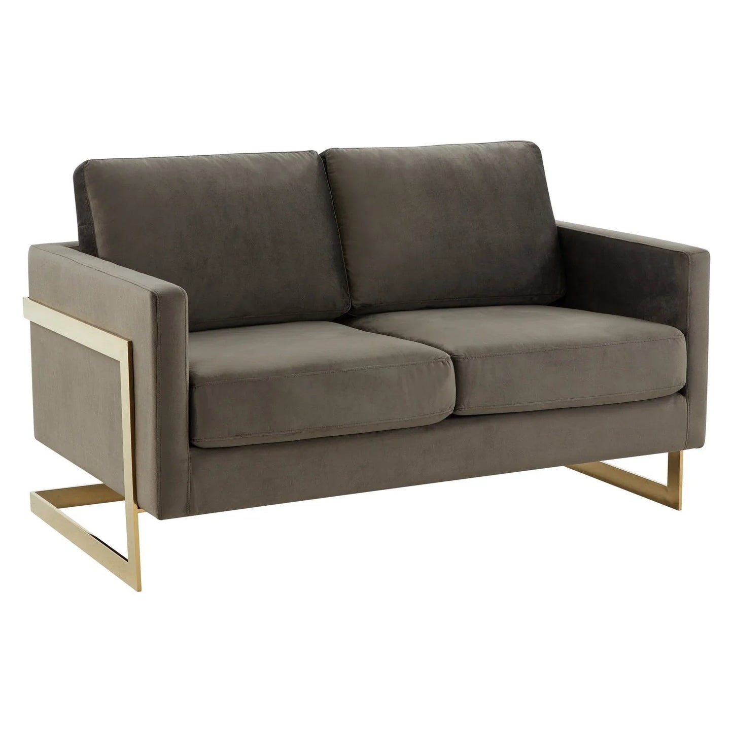 Lincoln Upholstered Velvet/Leather Loveseat With Gold Frame - Elax Furniture