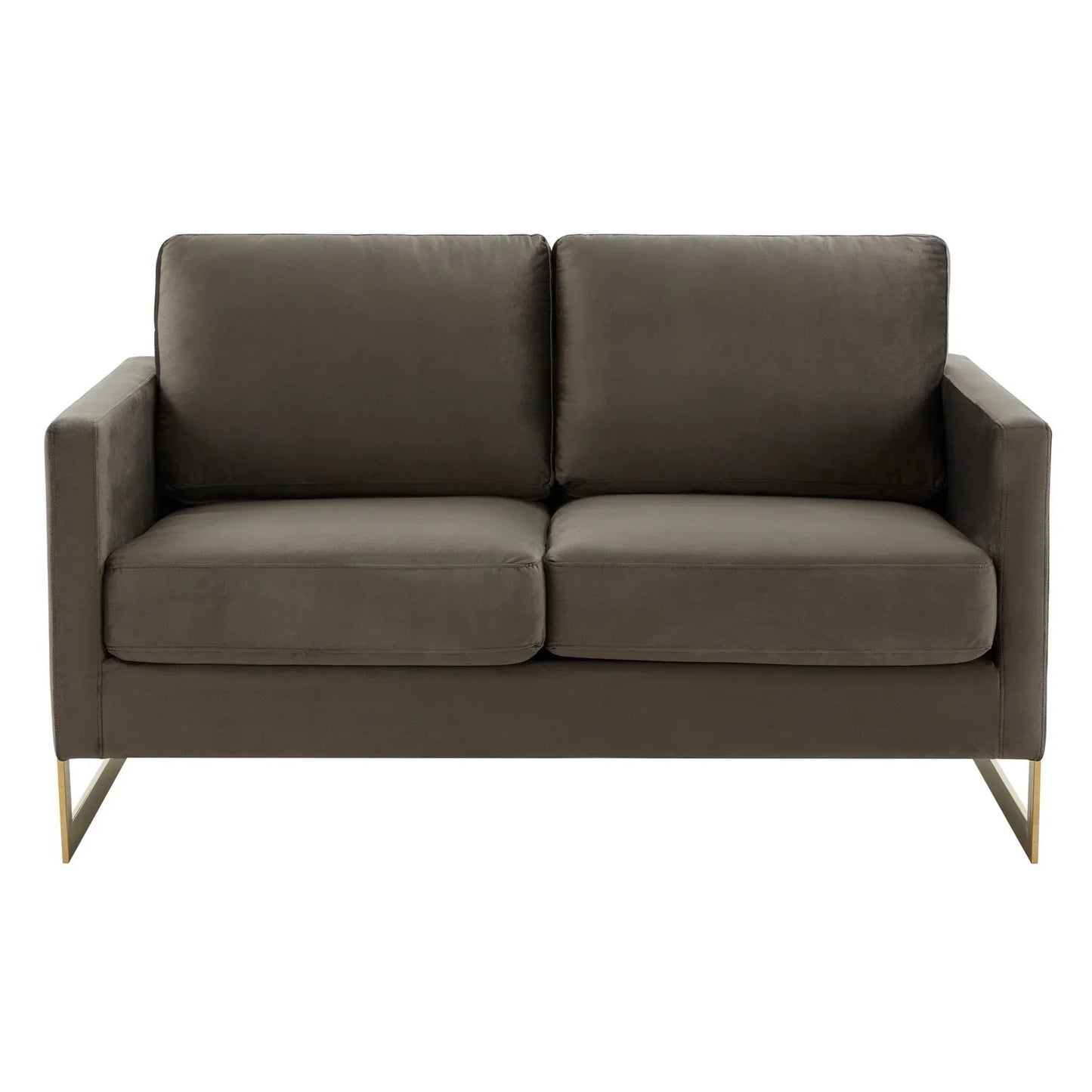 Lincoln Upholstered Velvet/Leather Loveseat With Gold Frame - Elax Furniture