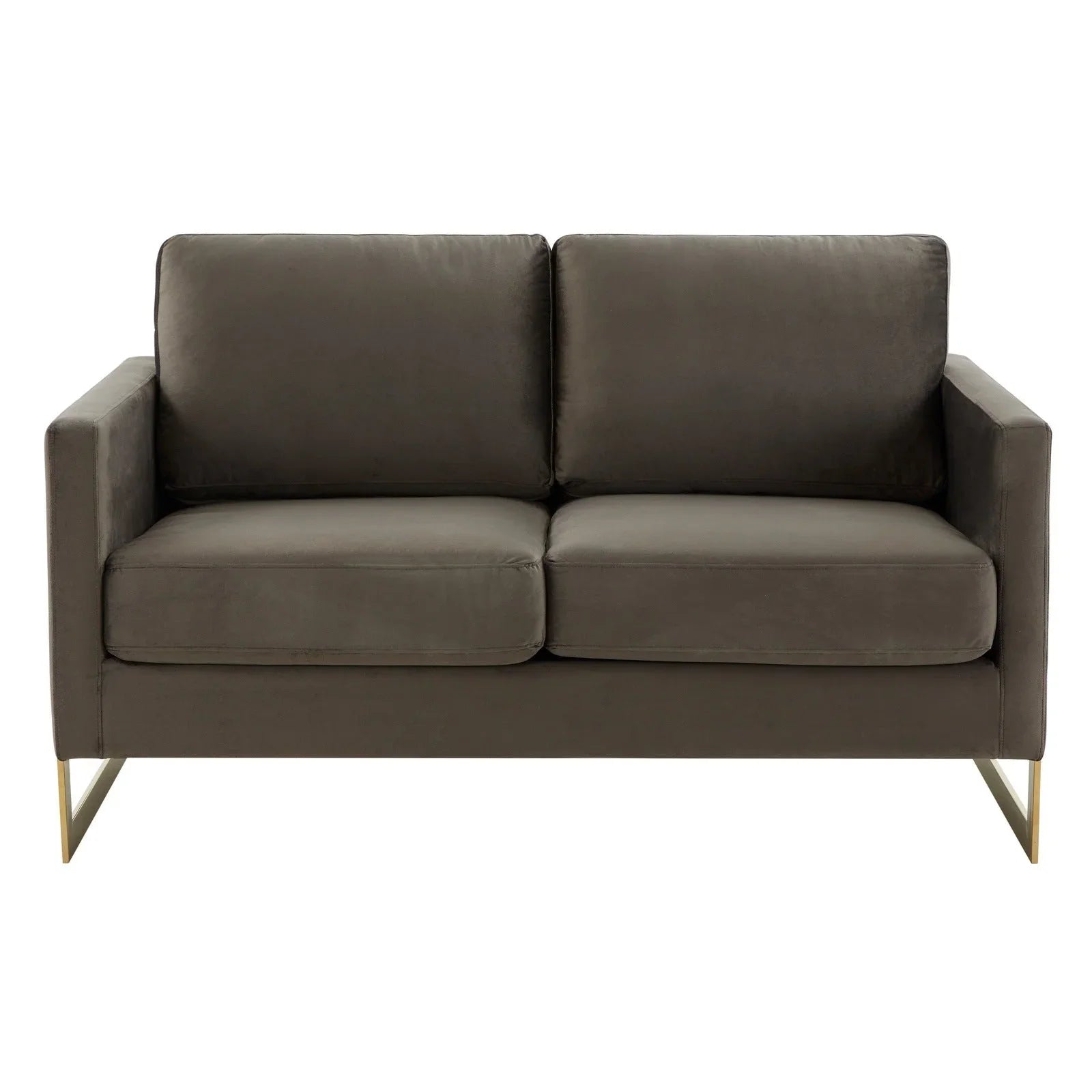 Lincoln Upholstered Velvet/Leather Loveseat With Gold Frame - Elax Furniture