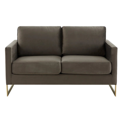 Lincoln Upholstered Velvet/Leather Loveseat With Gold Frame - Elax Furniture